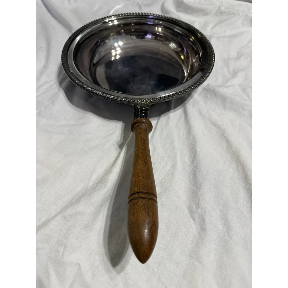 Vintage Gorham Silverplate Serving Dish Wood Handle‎ Insert Bowl